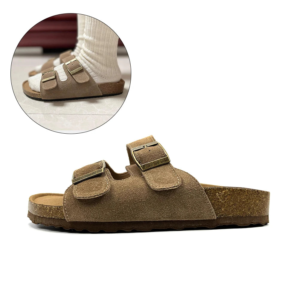 Slippers Women Natural Cow Leather Soft 2024 Classic Brand Unisex Fashion Comfortable Slippers