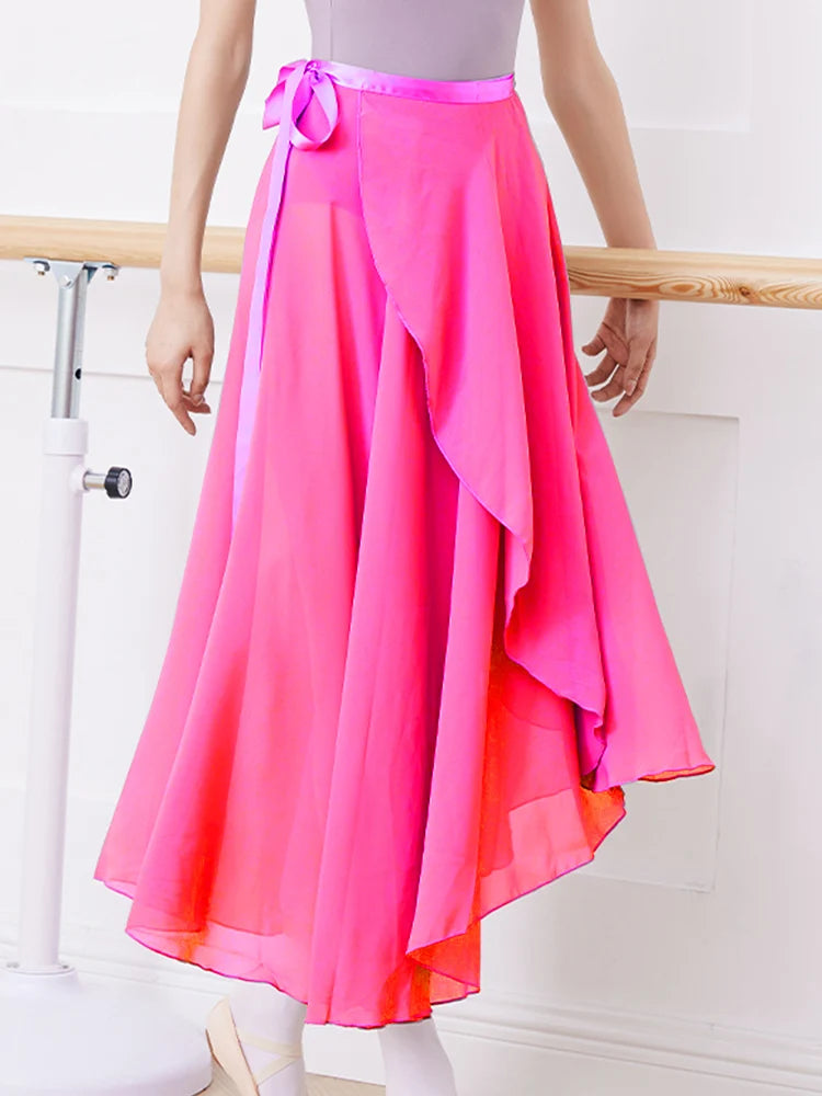 Adult Ballet Wrap Skirt for Women Soft Chiffon Dance Practice Skirt Ballet Class Performance Cover Up