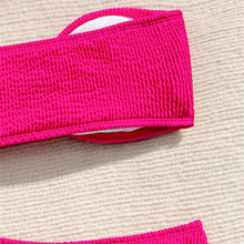 Sexy Rose Red Bikini Bandeau Swimsuit Y2K Rib Vacation Swimwear Backless Strapless Bikinis Thong Women Beach Outfit Bathing Suit