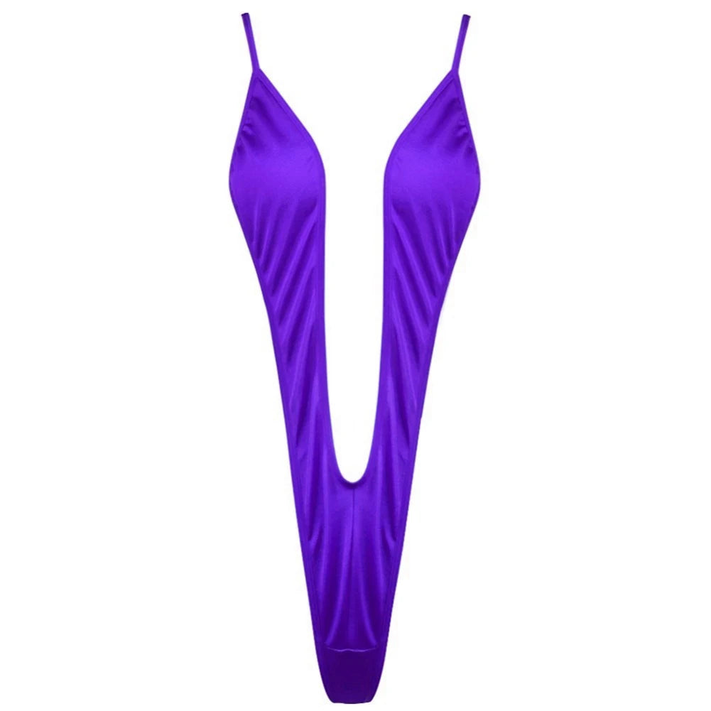 Women Sexy Lingerie Bodysuit Swimsuit Tempt Backless Deep V Bikini High Stretch Three-Point  Bikini Swimsuit Clubwear