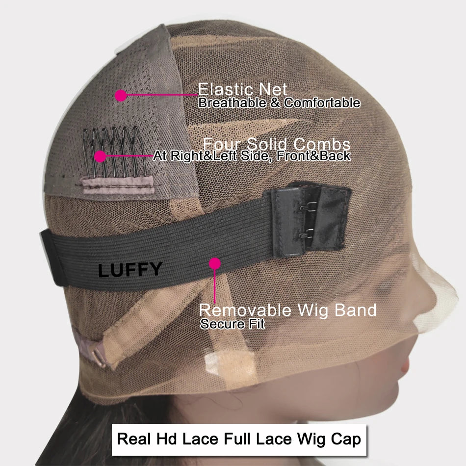 Pre Plucked HD Full Lace Wigs Brazilian Short Wavy Bob Wigs Melt Skins HD Transparent 13x6 Lace Front Wig Bleached Knots LUFFY