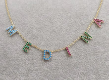 DOREMI Customized Gift Jewelry 9mm Crystal Letter Names Necklace Colorful Birthstone Cz Charms Choker Necklace