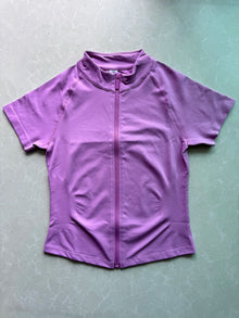Women Short Sleeve Zippy Top Raglan Cap Sleeve Shirt
