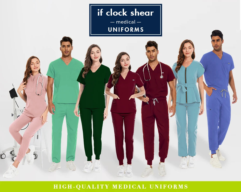 Medical Jumpsuits Scrubs Nurse Uniforms Women Men Nursing Workwear Beauty Salon Work Clothes Pet Clinic Surgical Scrubs Uniforms