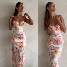 Floral Suspender Split Spaghetti Strap Beach Dress