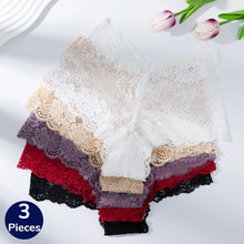 BZEL 3PCS Fashion Women's Panties Sweet Lace Female Boxers Hollow Out Sexy Lingerie Charming Underwear Soft Breathable Boyshorts