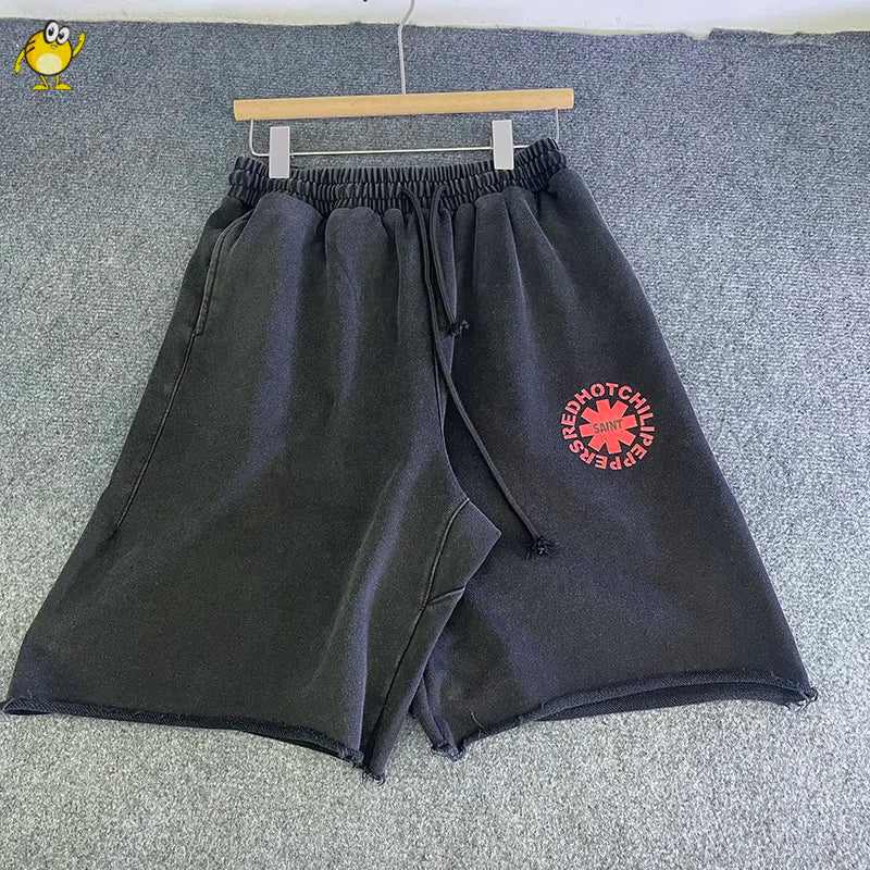 Washed Do Old Black Saint Shorts Men Woman Good Quality Vintage Loose Casual Drawstring Stretch Joggers Streetwear