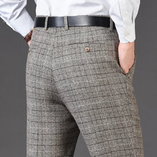 Pantalon de costume en cachemire pour homme, coupe droite classique, taille haute, motif à carreaux, coupe ample, pantalon habillé formel, business, tailles 42-44