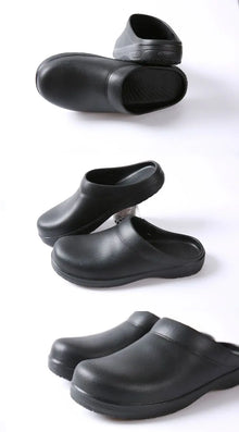 Unisex Non-Slip Eva Sole Shoes - Comfortable Black Work Shoes Suitable for Nurses, Chefs, and Office Use, with Easy Slip-On Design, Tire-Textured Soles for Enhanced Grip, Chef's Clogs, Slip-On Footwear, Durable Slippers, Non-