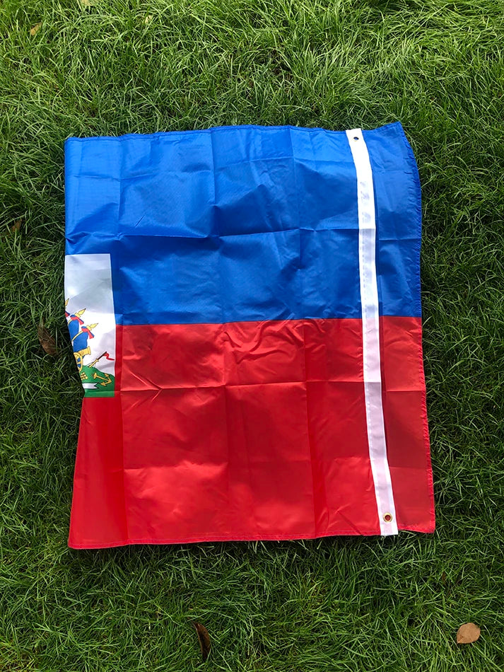 SKY FLAG Free shipping Haiti Flag 90x150cm hanging Polyester blue red 2 Sides Printed National Flag Haiti Sports banner