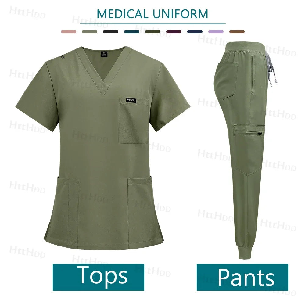 Mens Scrubs Uniform Work Gowns Woman Doctor Surgical Gown Wholesale Scrub Sets Beauty Salon Pharmacy Pet Store Uniforms Top Pant