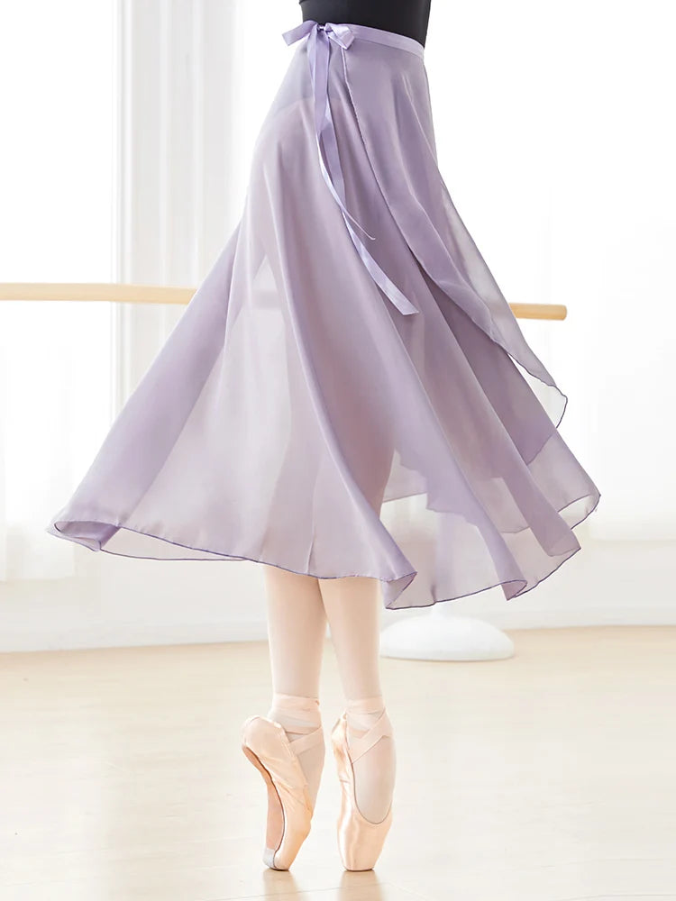 Adult Ballet Wrap Skirt for Women Soft Chiffon Dance Practice Skirt Ballet Class Performance Cover Up