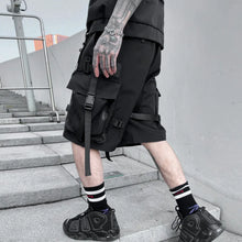 2023 Multi Pockets Street Punk Hip Hop Cargo Shorts Mens Tactical Techwear Knee Length Wide Leg Short Pants