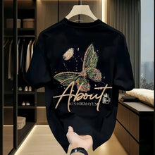 T-shirts en coton pour hommes, 5XL, t-shirt blanc pour hommes, tenue d'été décontractée, t-shirts tendance avec imprimé papillon, vêtements pour hommes noirs