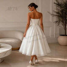 Midi Simple Wedding Dress 2026 Organza A Line Bridal Gown Corset Back Short Reception Dress Civil свадебное платье Customized