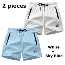 Mens Seersucker Beach Shorts With Mesh Liner Quick Dry