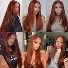 Copper Red Straight Layered Lace Front Wig For Women