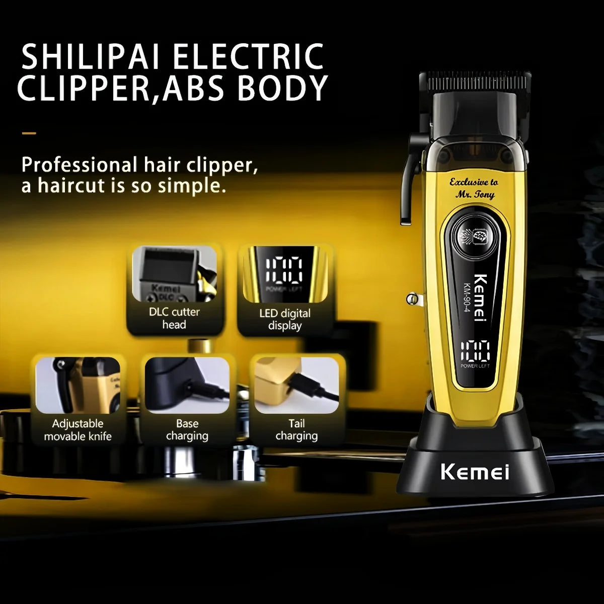 Kemei White 90 4 Hair Clippers Brushless Motor DLC Blade