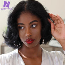 Pre Plucked HD Full Lace Wigs Brazilian Short Wavy Bob Wigs Melt Skins HD Transparent 13x6 Lace Front Wig Bleached Knots LUFFY