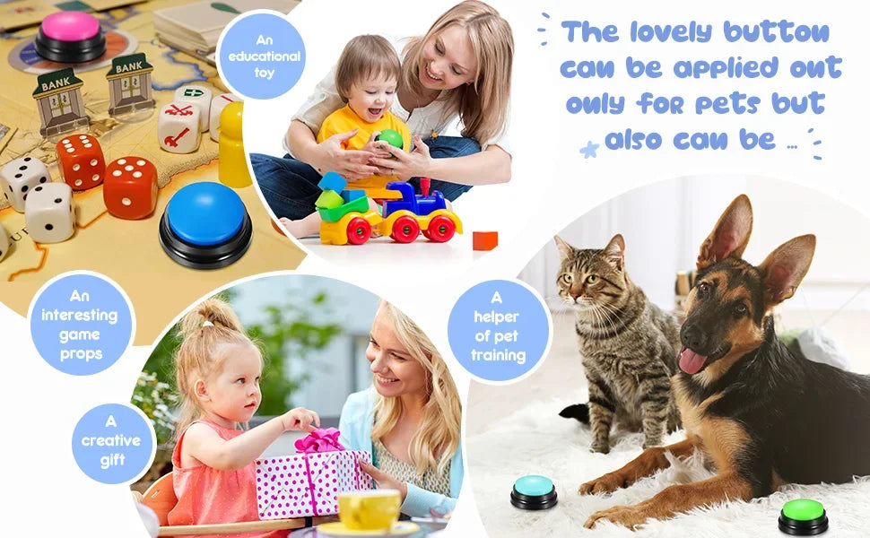 Dog Communication Buttons Voice Recording Button for Pet Training Buzzer 30 Second Record Playback Funny Gift for Talking Pet