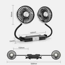 SEAMETAL Car USB Fan Dual Head Cooling Air Fan Independent Switch 3-Speed 360 Degree Adjustable Auto Headrest Fan for Rear Seat
