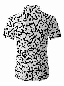 2026 Summer New Style Men's Short-Sleeved Shirt with 3D Letter Print for Street Casual Fashion Comfortable Soft Breathable