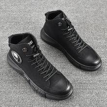 Trendy Breathable Low-Top Fleece-Lined Warm Men's Shoes Autumn/Winter Cow Leather Casual New Thick-Soled Versatile Korean Style