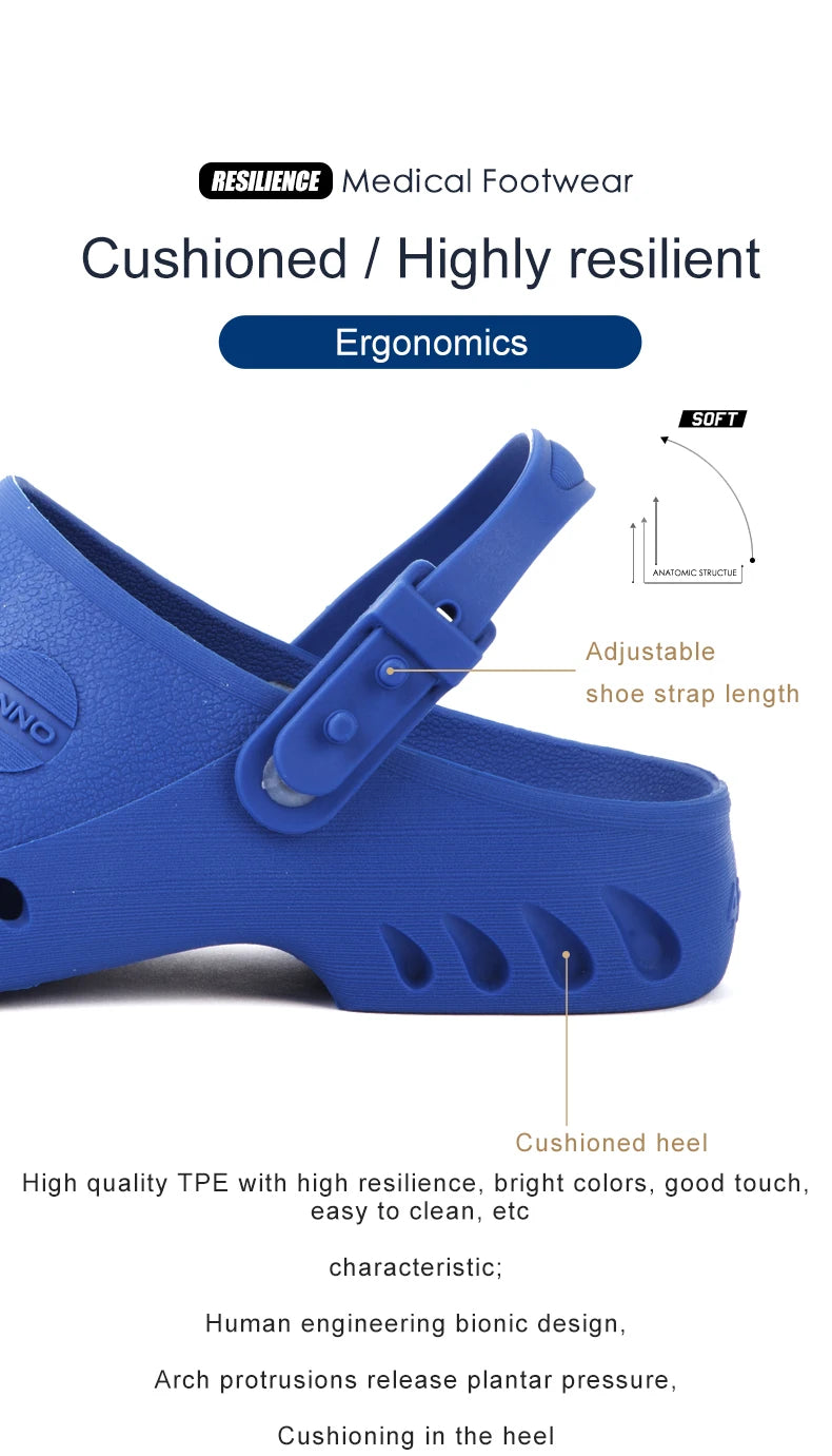 Medical Shoes Clogs with Chip Slot Hospital Foot Wear strap Unisex Wear-Resistant Non-slip High Temperature Disinfection Slipper