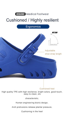 Medical Shoes Clogs with Chip Slot Hospital Foot Wear strap Unisex Wear-Resistant Non-slip High Temperature Disinfection Slipper