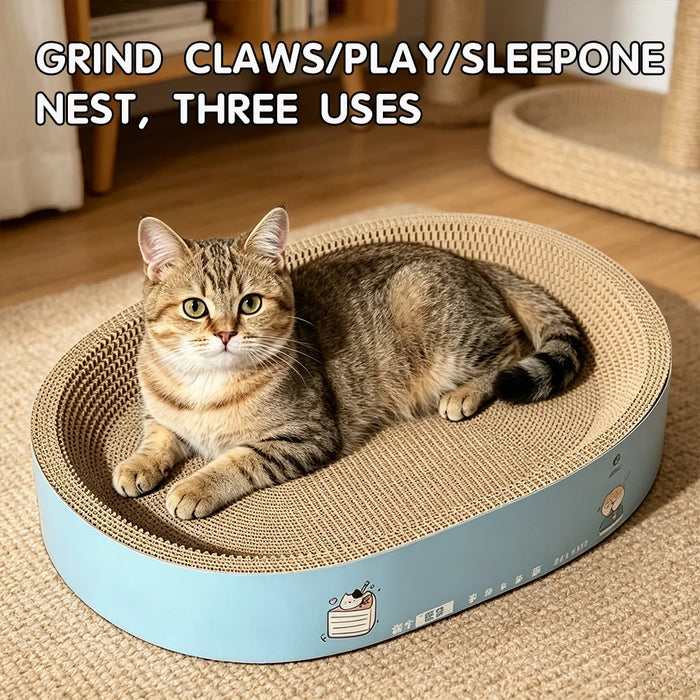 2 In 1 Oval Cat Nest Scratching Pad Wearproof Non Debris Cat Sleeping House For Indoor Cats