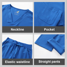 KUNGFU SCRUBS Mens Uniforms Medical Surgical Scrubs Set Short Sleeve V-Neck Top & Pants Soft Breathable Stretch Nursing Workwear