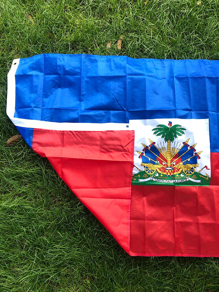 SKY FLAG Free shipping Haiti Flag 90x150cm hanging Polyester blue red 2 Sides Printed National Flag Haiti Sports banner