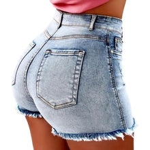Retro Distressed High Waist Women Shorts With Side Pockets