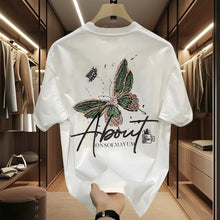 T-shirts en coton pour hommes, 5XL, t-shirt blanc pour hommes, tenue d'été décontractée, t-shirts tendance avec imprimé papillon, vêtements pour hommes noirs