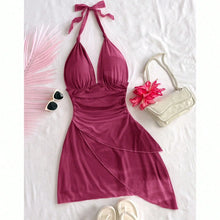2025 Fashion Design sense Chiffon sleeveless sexy tight deep V short sexy pure backless dress