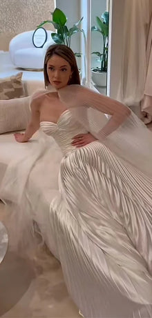 Verngo Elegant lvory Chiffon Wedding Dress Sweetheart A Line Pleat Bridal Gowns Pleat Classy Bride Dresses Customized