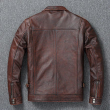 Veste en cuir véritable rouge marron vintage pour homme, en cuir de vachette souple, manteau d'hiver noir, vestes de motard Jaqueta Masculina De Couro