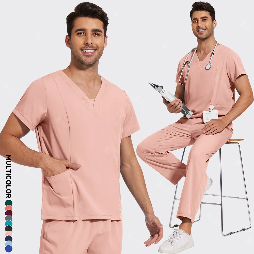 Newest Nursing Surgical Uniforms Woman Doctor Nurse Uniforms Men Straight Pants Scrub Set Medical Clothing Beauty Salon Workwear