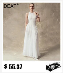 DEAT Fashion Shoulder Sequin Mesh Diamond Suspender Dress Women's Slim Fit High Waist Ankle-length Dresses New 7A846