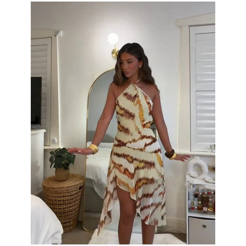 Women Rainbow Diagonal Stripe Maxi Dress One Shoulder Strap Slim Bodycon High Slit Knit Vestido Summer Beach Vacation Outfit