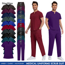 Niaahinn Medical Surgical Uniforms Doctor Costume Men Nurse Surgery Anesthetist Workwear Clinical Nursing Scrubs Tops-Pants Suit