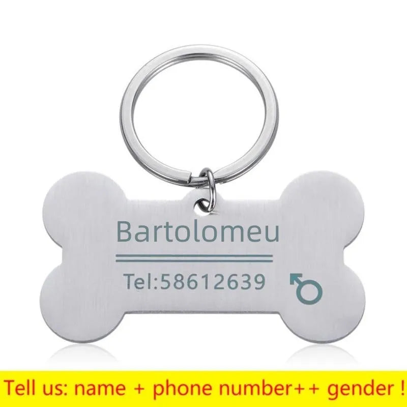 Personalized Engraved Pet ID Name Cat Dog Pet ID Anti-lost Tag Pendant for Cat Puppy Dog Collar Tag Keyring Bone Pet Accessories