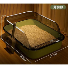Semi Covered Cat Litter Box Plastic Anti Tracking Pet Toilet with Removable Scoop for Odor Control