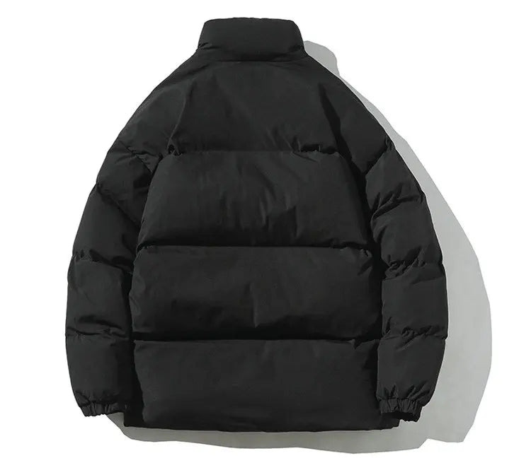 Streetwear Harajuku Warm Men's Winter Coat Solid Color Casual Parka Stand Collar Fashion Oversize Women's Winter Jacket