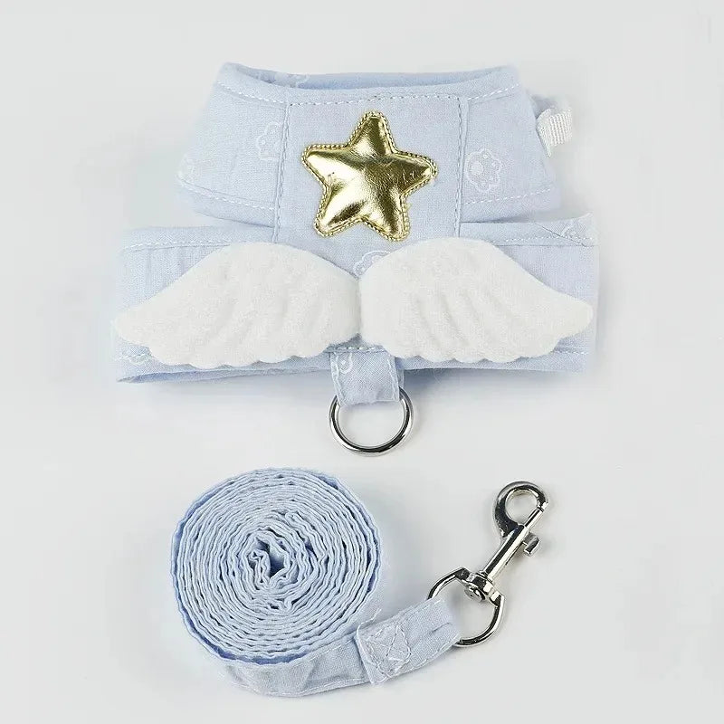 Angel Wing Vest Harness Leash Cat Dog Pet Supplies Personalized Necklace Accessories Harness Leash 4 Season