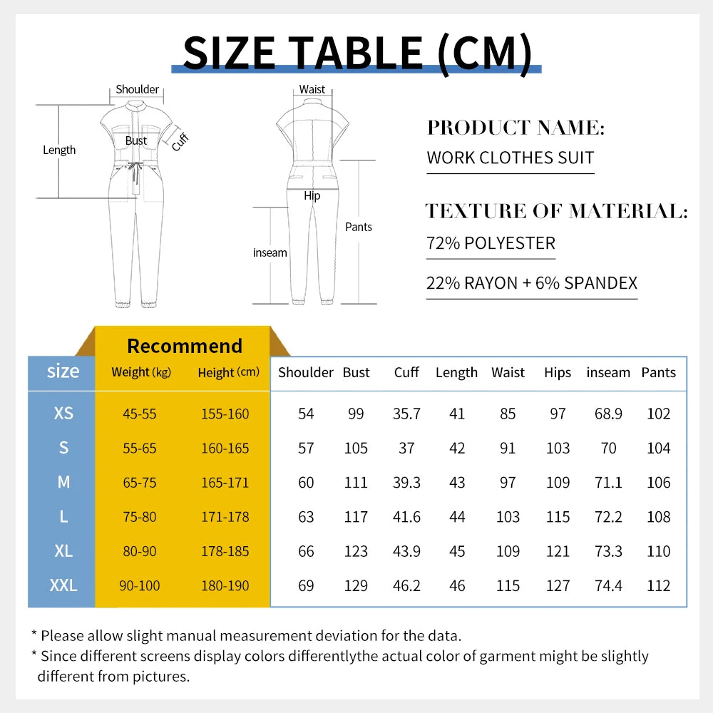 Medical Jumpsuits Scrubs Nurse Uniforms Women Men Nursing Workwear Beauty Salon Work Clothes Pet Clinic Surgical Scrubs Uniforms