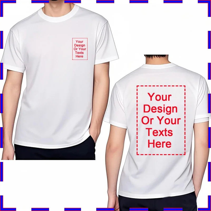Design Your Own Oversized T-shirt for Men Custom Graphic Blank Cotton Personalized Message Tshirt Loose Fit Tops Gift Your Logo