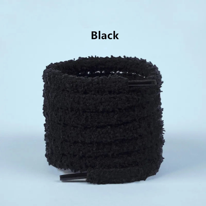 Beauty Cute Plush Shoelaces Men Women Winter Caterpillar Trend Personality For Sport Casual Basketball Sneakers DE Training Shoe
