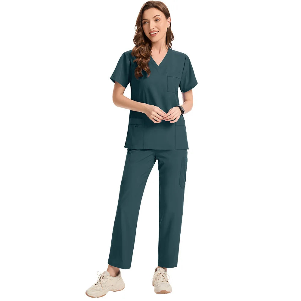 Slim Fit Medical Uniforms Women Scrubs Sets Male Doctors Hospital Nurses Accessories Dental Clinic Spa Salon Workwear Clothes