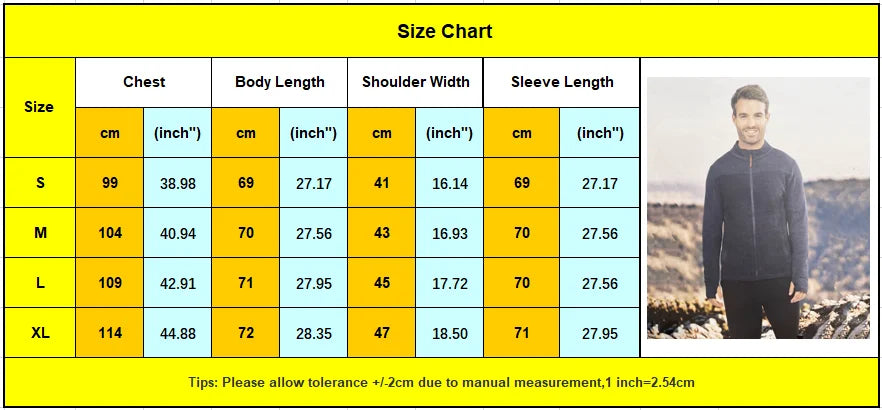Australian Merino Wool Men's Jacket 300g Heavyweight Merino Wool Full Zip Sweatshirt Mens Long Sleeve Thermal Jackets Euro Size